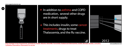 Insulin is among the medications in short supply in Iran. The complete infographic is available on Just Access